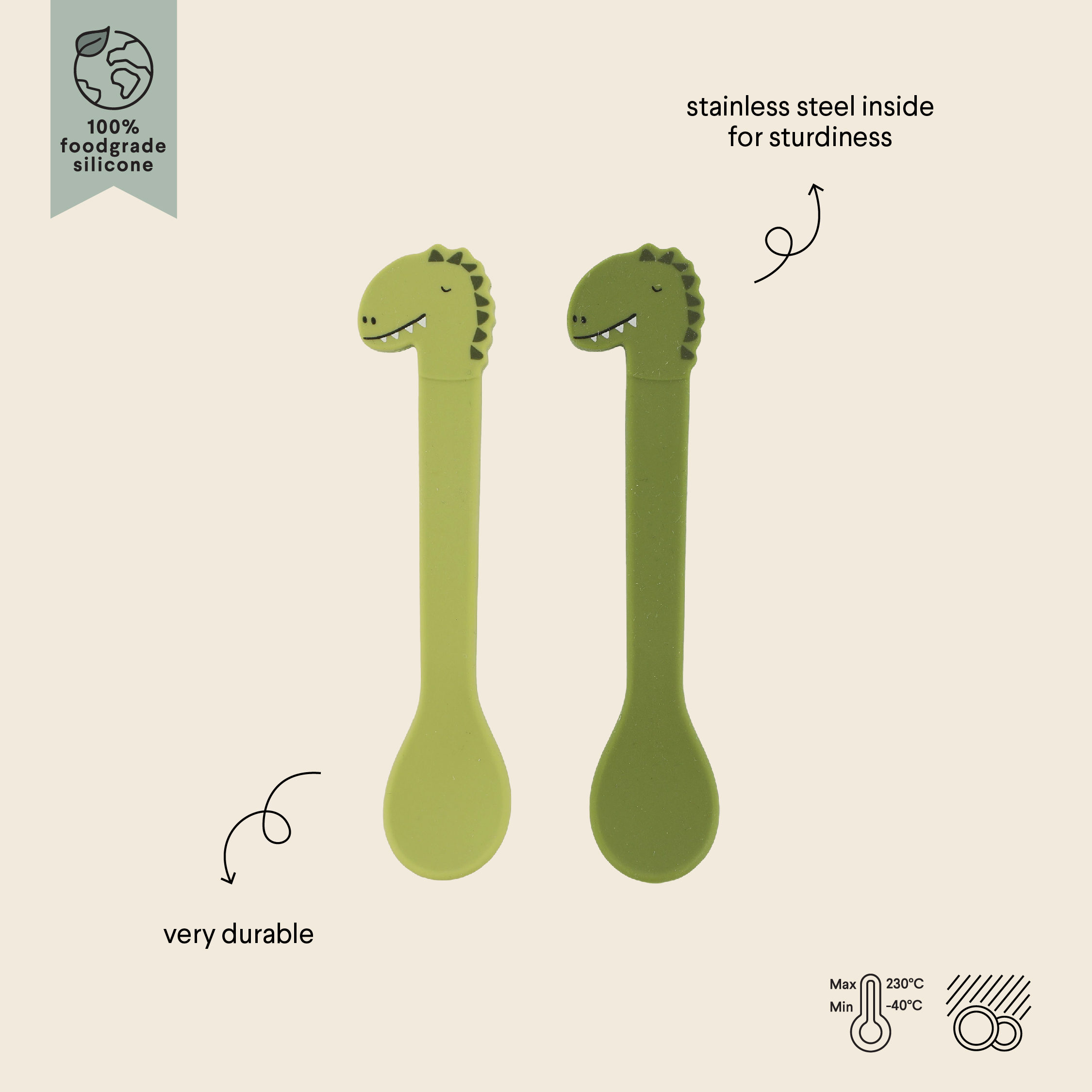 Silicone spoon 2-pack - Mr. Dino